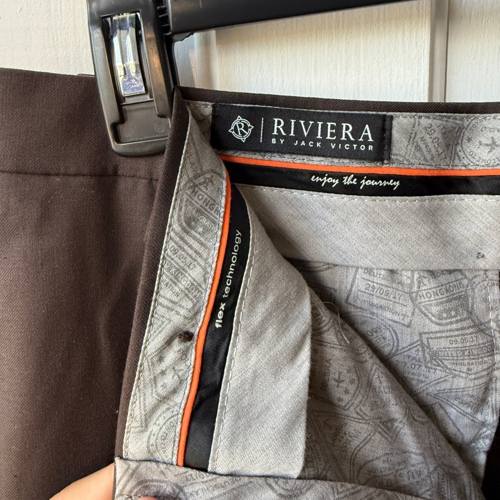 Riviera by Jack Victor Men's Brown Traveler 36R Flex Dress Pants - Picture 6 of 12